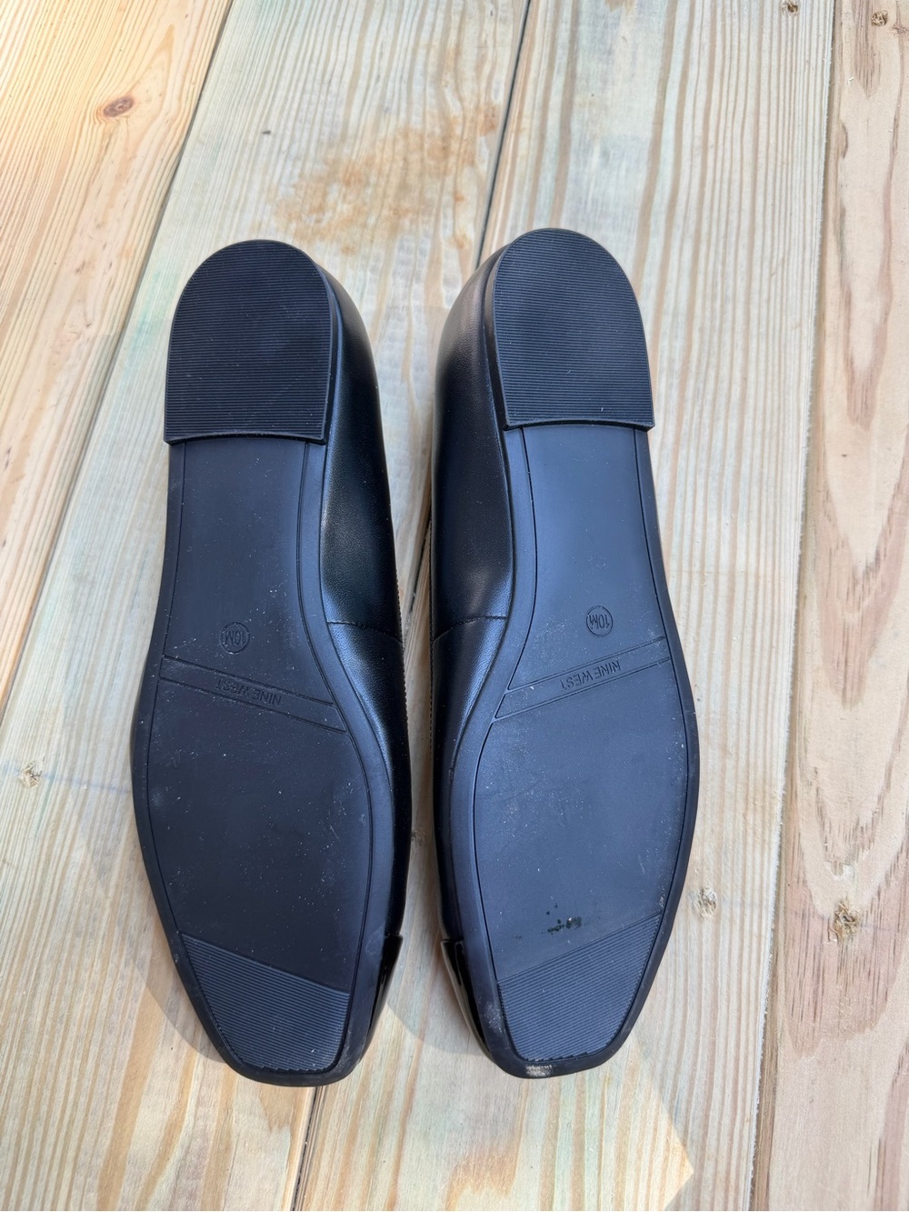 Nine West Teland Black Leather Patent Cap Toe Ballet Flats Size 10 - Picture 4 of 4